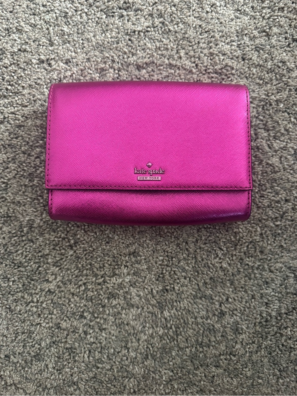 kate spade Metallic Fuchsia Fold-Over Clutch